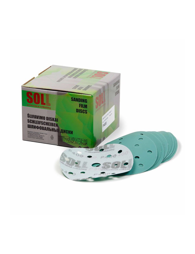 soll სახეხი დისკები პლასტმასის ბაზაზე d150mm, 15 ნახვრეტი, ფერი მწვანე p600